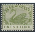 AUSTRALIA / WA - 1890 1/- olive-green Swan, crown CA watermark, MH – SG # 102