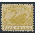 AUSTRALIA / WA - 1905 5d pale olive-bistre Swan, perf. 11, crown A watermark, MH – SG # 155
