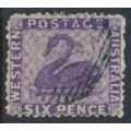 AUSTRALIA / WA - 1864 6d dull violet Swan, perf. 13:13, no watermark, used – SG # 51a