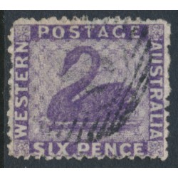 AUSTRALIA / WA - 1864 6d dull violet Swan, perf. 13:13, no watermark, used – SG # 51a