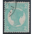 AUSTRALIA / QLD - 1897 2/- turquoise-blue QV, Q crown watermark, CTO – SG # 254