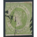 AUSTRALIA / VIC - 1857 1d yellow-green Emblems, star watermark, used – SG # 41