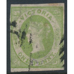 AUSTRALIA / VIC - 1857 1d yellow-green Emblems, star watermark, used – SG # 41