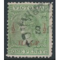 AUSTRALIA / VIC - 1873 ½d on 1d green Laureates, perf. 13:13, used – SG # 174