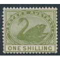 AUSTRALIA / WA - 1890 1/- olive-green Swan, crown CA watermark, MH – SG # 102
