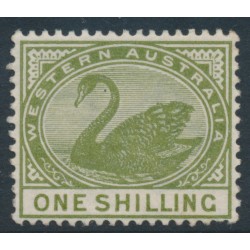 AUSTRALIA / WA - 1890 1/- olive-green Swan, crown CA watermark, MH – SG # 102