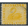 AUSTRALIA / WA - 1879 2d yellow Swan, perf. 12½, sideways watermark, used – SG # 55a