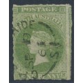 AUSTRALIA / SA - 1863 1d sage-green QV, large star watermark, rouletted, used – SG # 21