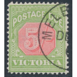 AUSTRALIA / VIC - 1895 5/- red/green Postage Due, inverted watermark, CTO – SG # D20 AUSTRALIA / VIC - 1895 5/- red/green Postage Due, inverted watermark, CTO – SG # D20