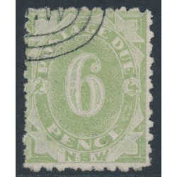 AUSTRALIA / NSW - 1893 6d green Postage Due, perf. 10, reversed watermark, CTO – ACSC # ND31a 