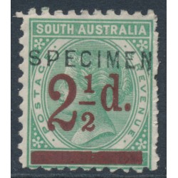 AUSTRALIA / SA - 1891 2½d on 4d green QV, perf. 10:10, o/p SPECIMEN, MH – SG # 229s