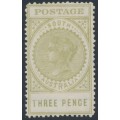 AUSTRALIA / SA - 1906 3d pale olive Long Tom, thick POSTAGE, crown A wmk, MH – SG # 298