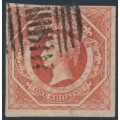 AUSTRALIA / NSW - 1857 1/- rosy vermilion Diadem, imperf., ‘8’ watermark, used – SG # 99a
