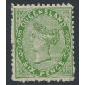 AUSTRALIA / QLD - 1879 6d yellow-green QV side-face, MH – SG # 143