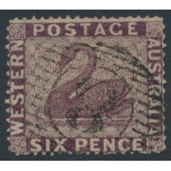 AUSTRALIA / WA - 1861 6d purple-brown Swan, perf. 15½:15½, swan watermark, used – SG # 42