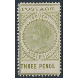 AUSTRALIA / SA - 1902 3d pale olive-green Long Tom, thin POSTAGE, MH – SG # 268