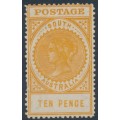 AUSTRALIA / SA - 1908 10d deep orange Long Tom, thick POSTAGE, crown SA wmk, MH – SG # 287