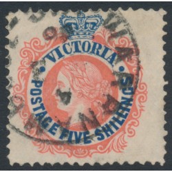 AUSTRALIA / VIC - 1904 5/- rosine/blue QV, V crown watermark, used – SG # 398b