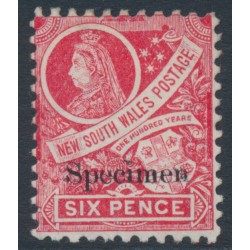 AUSTRALIA / NSW - 1888 6d carmine Queen & Shield, o/p SPECIMEN, MH – SG # 256s