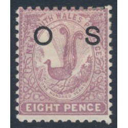 AUSTRALIA / NSW - 1890 8d lilac-rose Lyrebird, perf. 11:12, o/p OS, MH – SG # O43