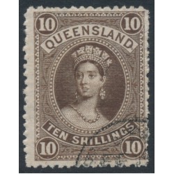 AUSTRALIA / QLD - 1895 10/- brown Large Chalon, crown Q watermark, CTO – SG # 164