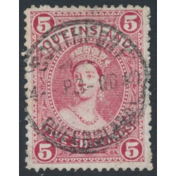 AUSTRALIA / QLD - 1907 5/- carmine Large Chalon, crown A watermark, used – SG # 310