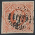 AUSTRALIA / NSW - 1854 1/- rosy vermilion Diadem, imperf., ‘12’ watermark, used – SG # 99