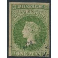 AUSTRALIA / SA - 1858 1d yellow-green QV [Adelaide printing], used – SG # 6