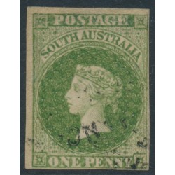 AUSTRALIA / SA - 1858 1d yellow-green QV [Adelaide printing], used – SG # 6