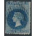 AUSTRALIA / SA - 1867 6d Prussian blue QV, perf. 12:rouletted, used – SG # 57