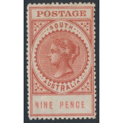 AUSTRALIA / SA - 1911 9d brown-red Long Tom, thick POSTAGE, crown SA wmk, MH – SG # 286b
