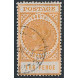 AUSTRALIA / SA - 1908 10d deep orange Long Tom, thick POSTAGE, crown SA wmk, used – SG # 287