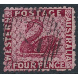 AUSTRALIA / WA - 1865 4d carmine Swan, perf. 12½, reversed watermark, used – SG # 56x