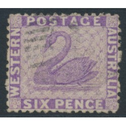 AUSTRALIA / WA - 1875 6d mauve Swan, perf. 12½, reversed watermark, used – SG # 60x