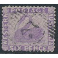 AUSTRALIA / WA - 1879 6d lilac Swan, perf. 14, upright watermark, used – SG # 75a
