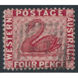 AUSTRALIA / WA - 1882 4d carmine Swan, perf. 14, sideways watermark, used – SG # 78