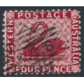 AUSTRALIA / WA - 1883 4d carmine Swan, perf. 12, sideways watermark, used – SG # 84w