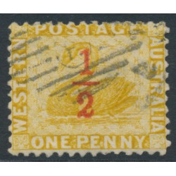 AUSTRALIA / WA - 1884 ½d on 1d yellow-ochre Swan, perf. 12, used – SG # 90w
