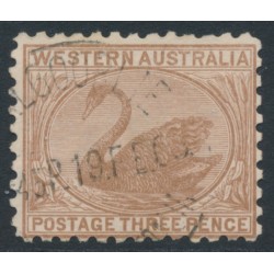 AUSTRALIA / WA - 1905 3d brown Swan, perf. 11, crown A watermark, used – SG # 153 AUSTRALIA / WA - 1905 3d brown Swan, perf. 11, crown A watermark, used – SG # 153