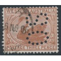 AUSTRALIA / WA - 1893 3d red-brown Swan, crown CA watermark, perf. OS, used – SG # 87