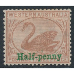AUSTRALIA / WA - 1895 ½d on 2d cinnamon Swan, crown CC watermark, MH – SG # 110a