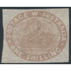 AUSTRALIA / WA - 1855 1/- pale brown Swan, imperf., swan watermark, MNG – SG # 4c