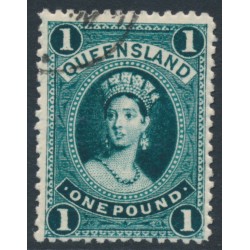AUSTRALIA / QLD - 1886 £1 deep green Large Chalon, thick paper, CTO – SG # 161
