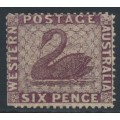 AUSTRALIA / WA - 1861 6d purple-brown Swan, perf. 14½:15½, swan watermark, MNG – SG # 42