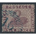 AUSTRALIA / WA - 1861 6d purple-brown Swan, perf. 15½:15½, swan watermark, used – SG # 42