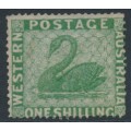 AUSTRALIA / WA - 1861 1/- yellow-green Swan, perf. 15½:14, upright watermark, MNG – SG # 43a