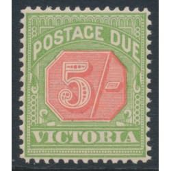 AUSTRALIA / VIC - 1895 5/- pale red/yellow-green Postage Due, MNH – SG # D20 AUSTRALIA / VIC - 1895 5/- pale red/yellow-green Postage Due, MNH – SG # D20