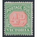 AUSTRALIA / VIC - 1899 4d rosine/bluish green Postage Due, MH – SG # D14