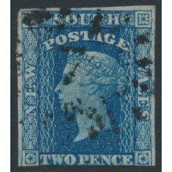 AUSTRALIA / NSW - 1856 2d blue Diadem, imperf., ‘5’ watermark, used – SG # 112c