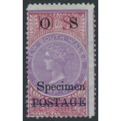 AUSTRALIA / NSW - 1889 10/- mauve/claret, o/p OS & Specimen, MNG – SG # O37as